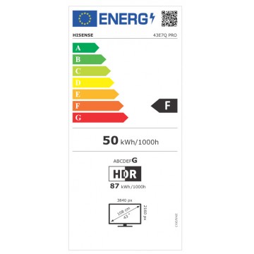 Hisense Smart Τηλεόραση 43" 4K UHD QLED E7Q Pro HDR (2025) 43E7Q PRO